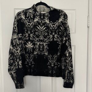 Pilcro Anthropologie The Alani Cashmere Mock-Neck Sweater in Black and Cream